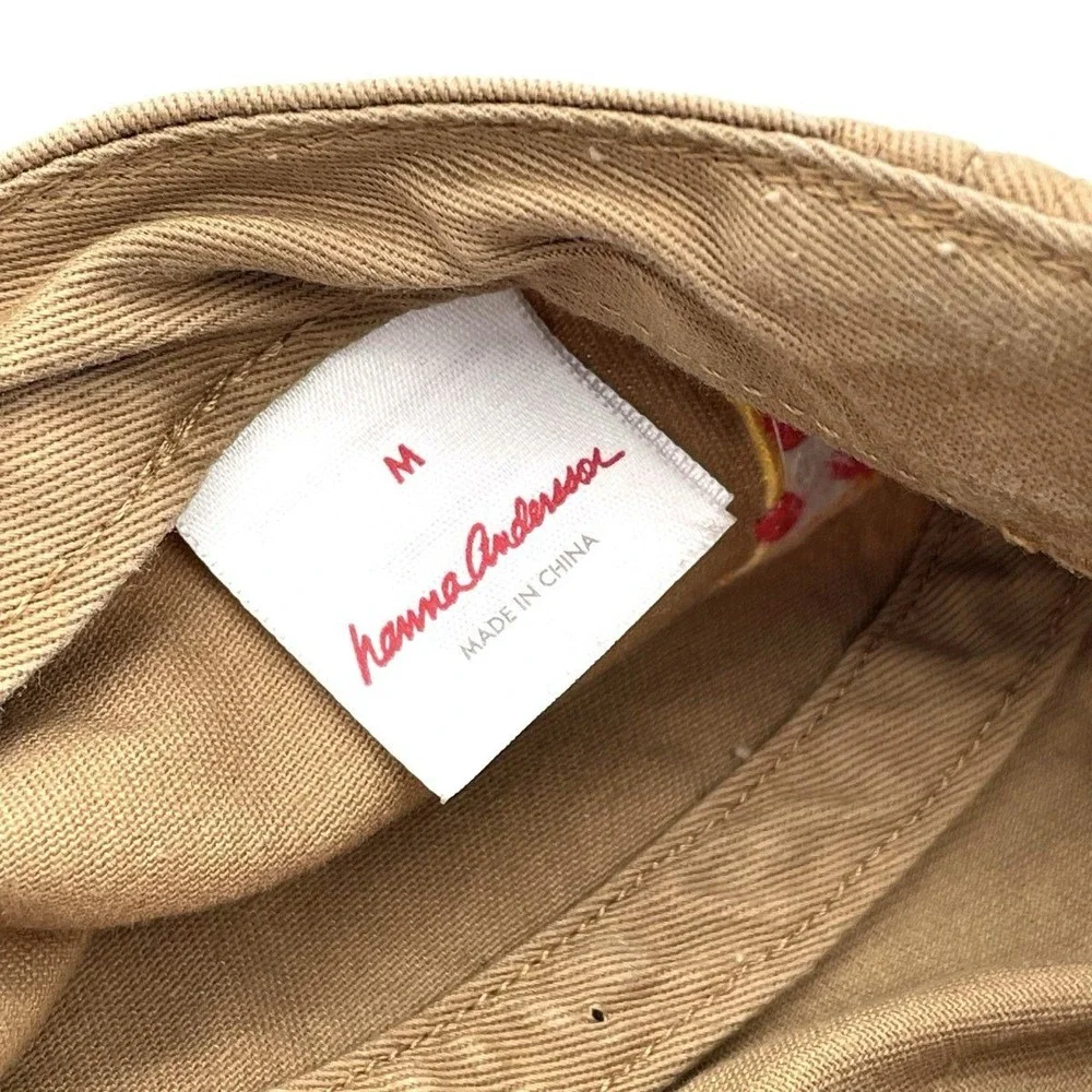 Hanna Andersson Pizza Print Camp Hat Kids Adjustable Tan Cotton Baseball Cap